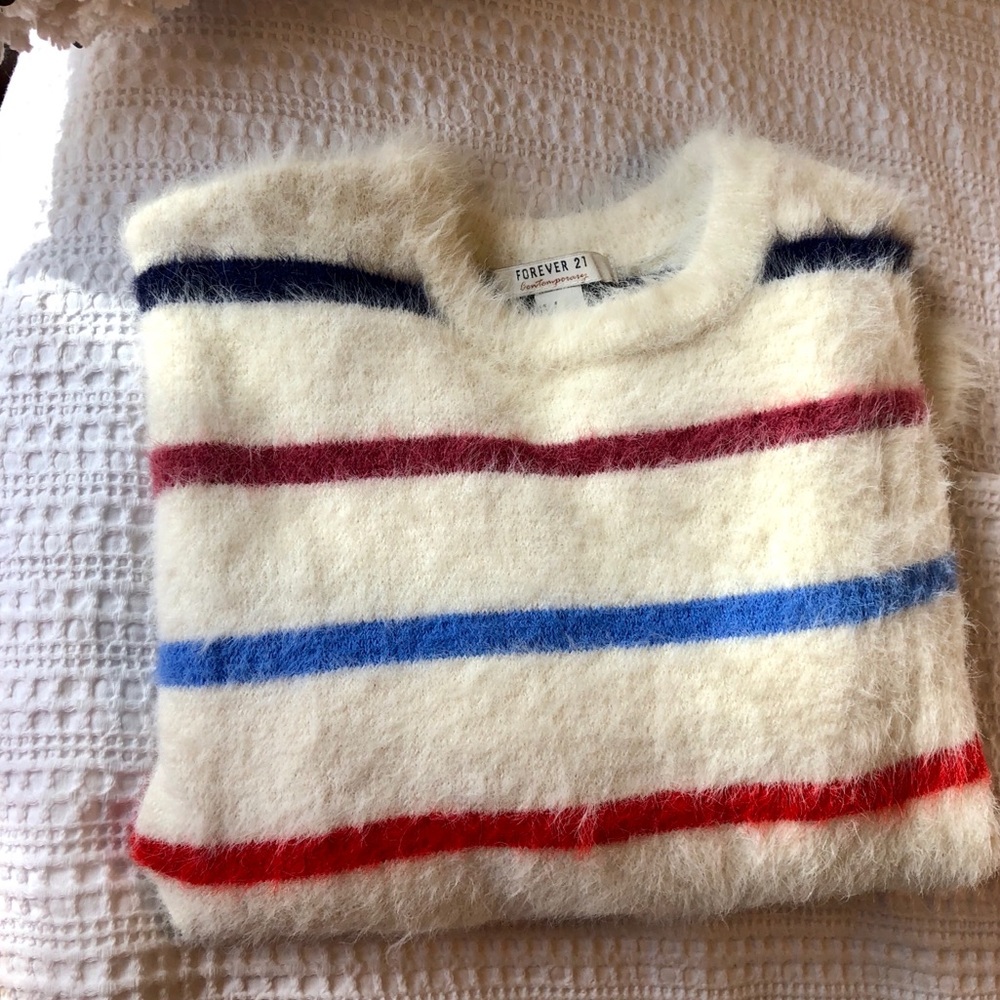 Colored faux fur cropped sweater